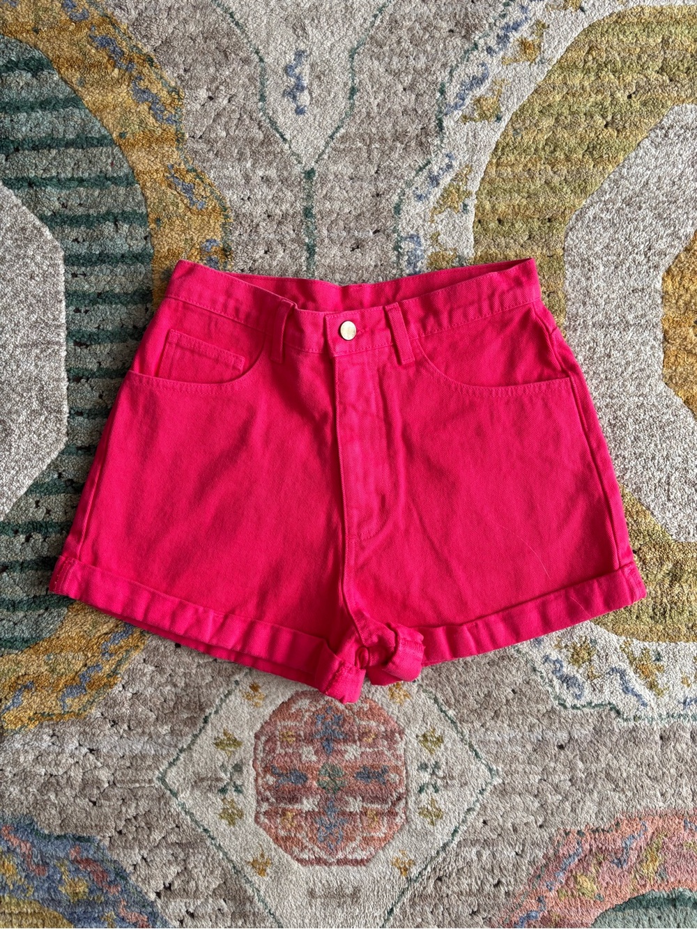 Bull Denim Garment Dye Cuff Short, Dahlia Pink, 28